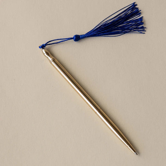 24k Gold Plated Ballpoint Pen Blue Tassel