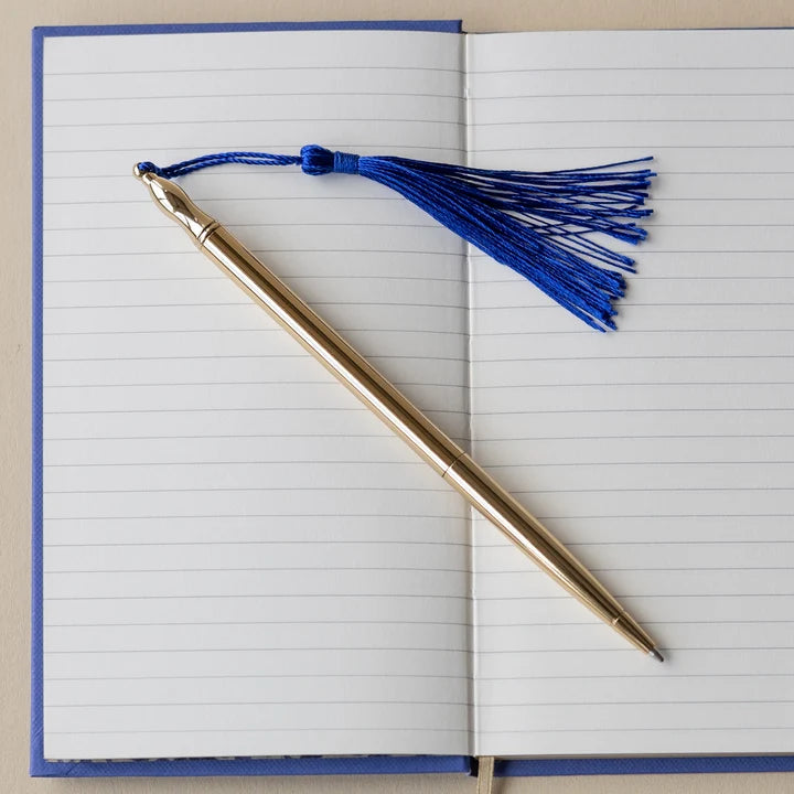 24k Gold Plated Ballpoint Pen Blue Tassel