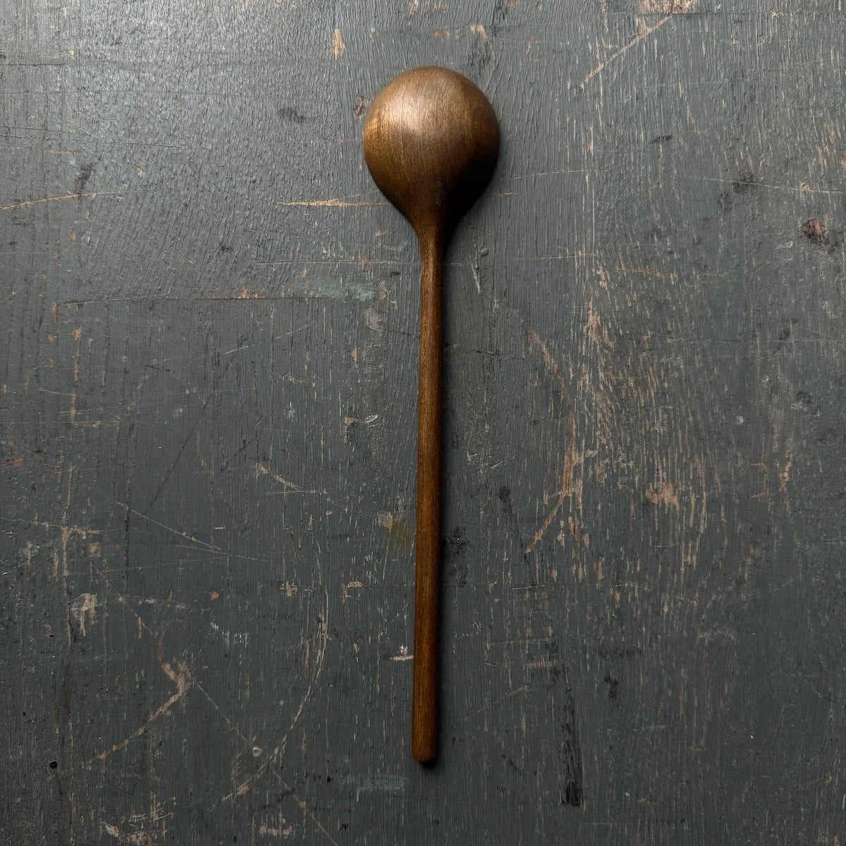 Hand Carved Long Handled Ebonised Tulipwood Condiment Spoon