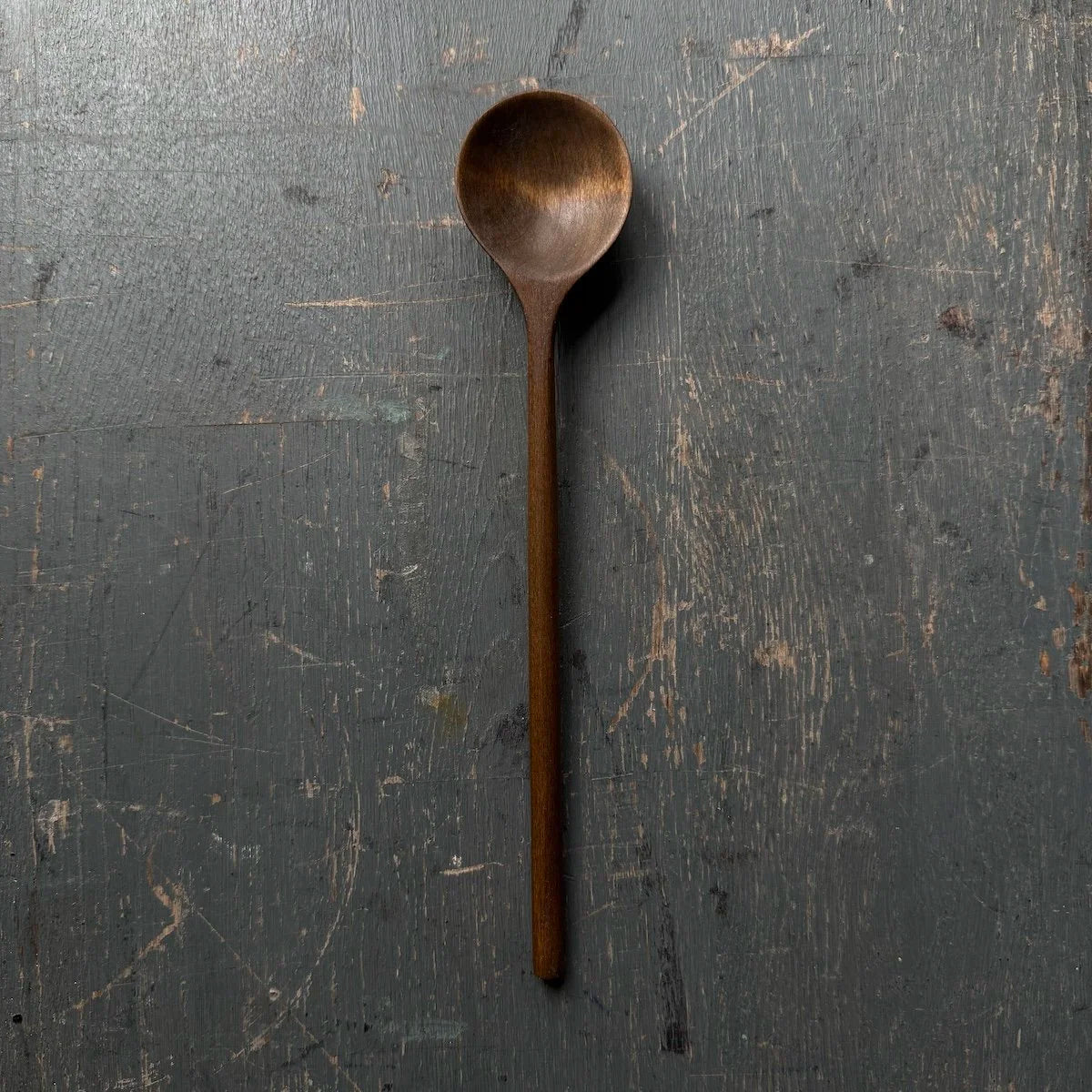 Hand Carved Long Handled Ebonised Tulipwood Condiment Spoon