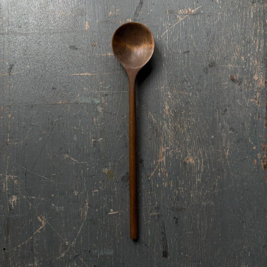 Hand Carved Long Handled Ebonised Tulipwood Condiment Spoon