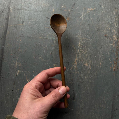 Hand Carved Long Handled Ebonised Tulipwood Condiment Spoon
