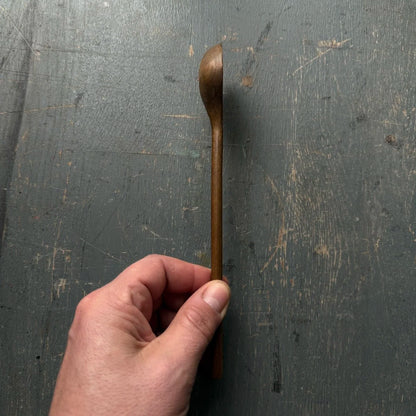 Hand Carved Long Handled Ebonised Tulipwood Condiment Spoon