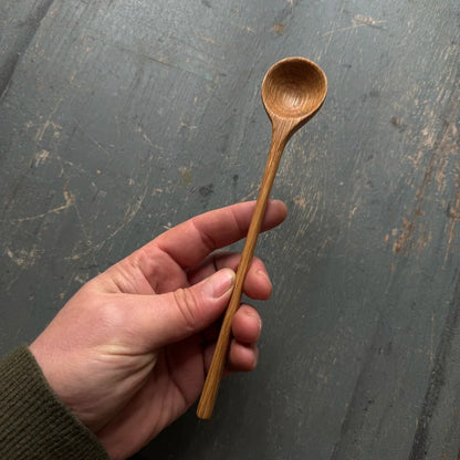 Hand Carved Oak Long Handled Spice Spoon