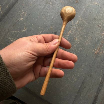 Hand Carved Oak Long Handled Spice Spoon