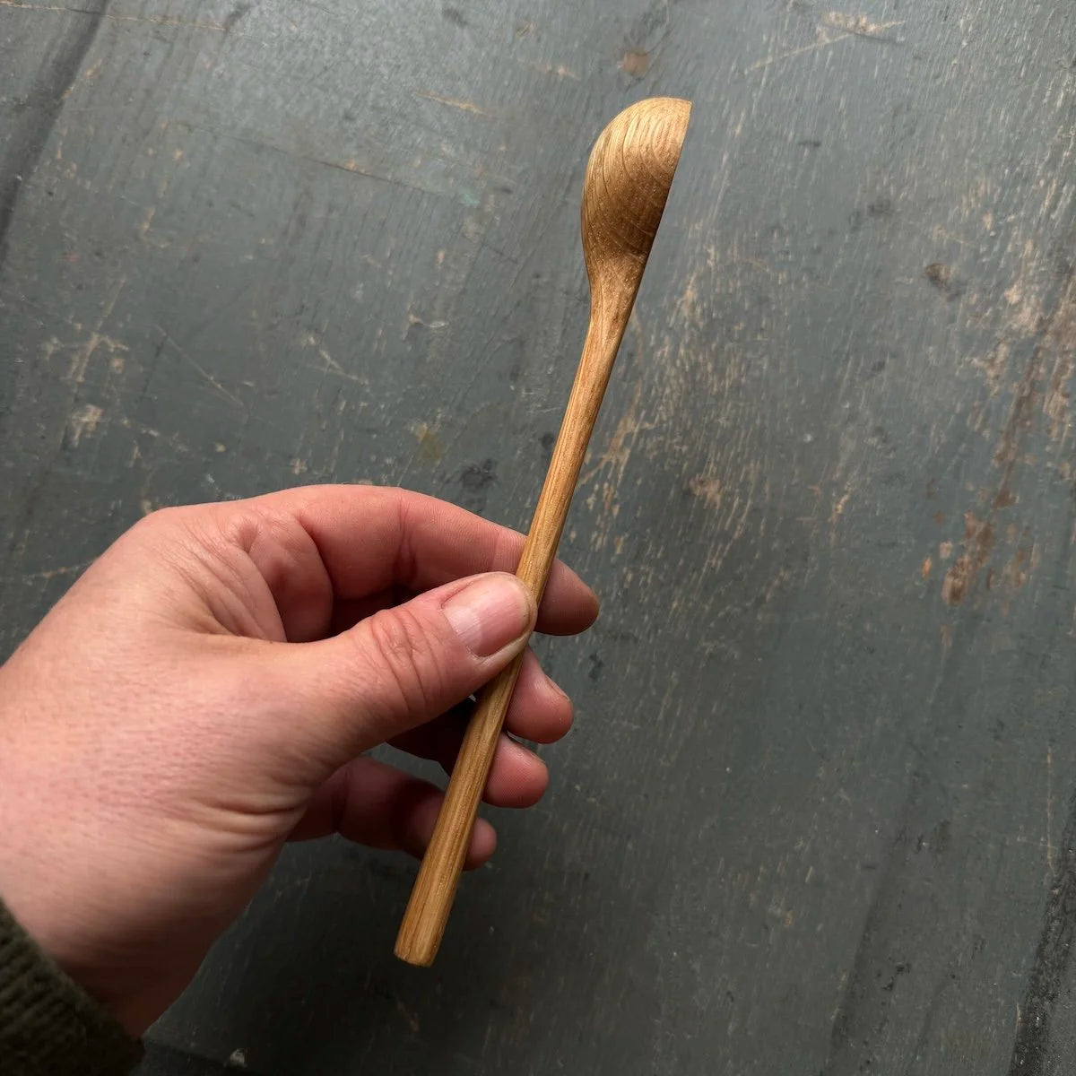 Hand Carved Oak Long Handled Spice Spoon