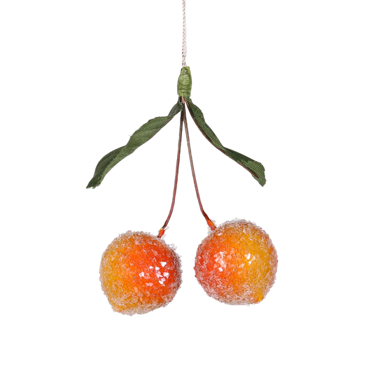 Spun Cotton Frosted Cherry Decoration 6cm