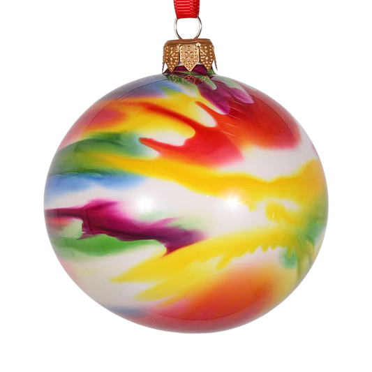 Marble Effect Bauble 8cm Rainbow