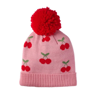 Cheerful Cherry Knitted Hat 3-6 Years