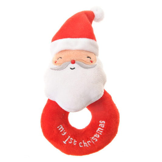 Ziggle My First Christmas Santa Plush Baby Rattle