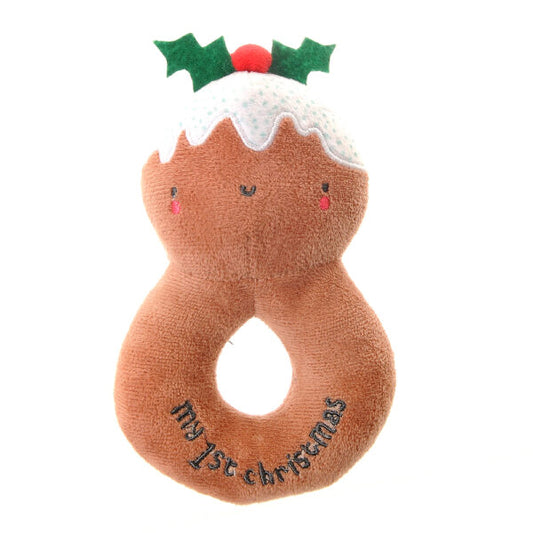 Ziggle My First Christmas Pudding Plush Baby Rattle