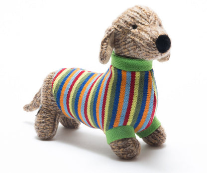 Knitted Sausage Dog Soft Toy (0+)