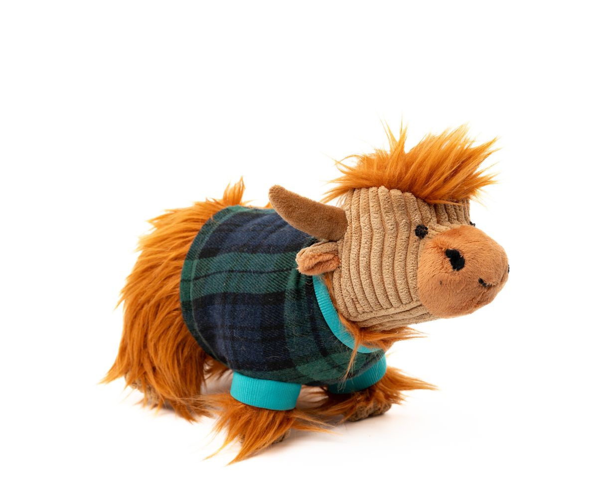 Small Corduroy Highland Cow Tartan Jumper (0+)