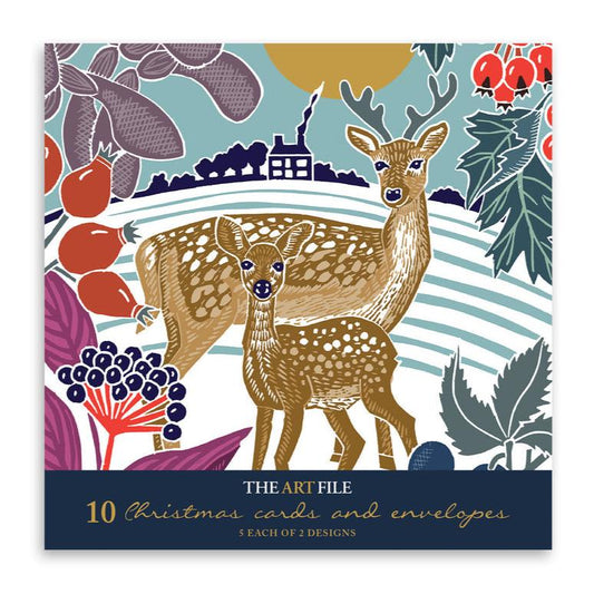 Christmas Card 10pk - Hare & Deer