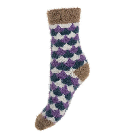 4-7 Wool Blend Socks Green/Purple/White