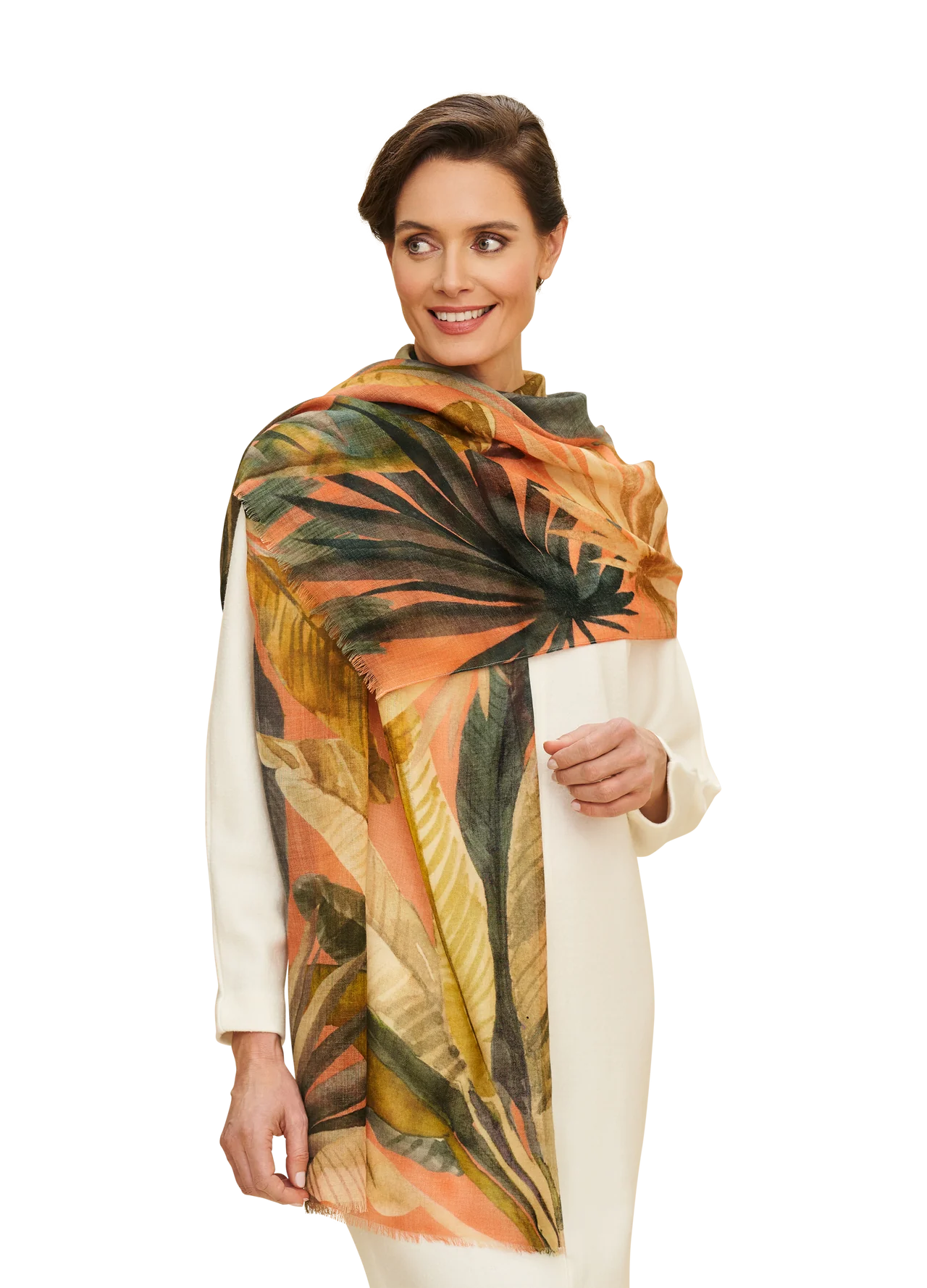 Painted Palm Wool Scarf