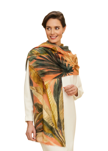 Painted Palm Wool Scarf