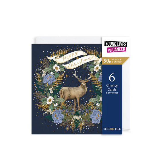 Charity Christmas Card 6pk Stag & Wreath