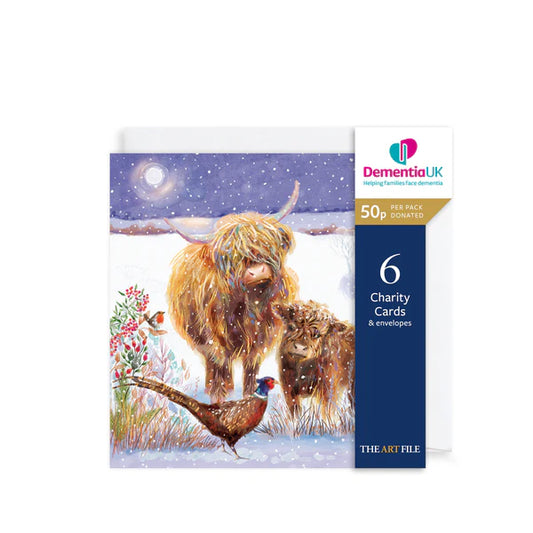Charity Christmas Card 6pk Highland Cow