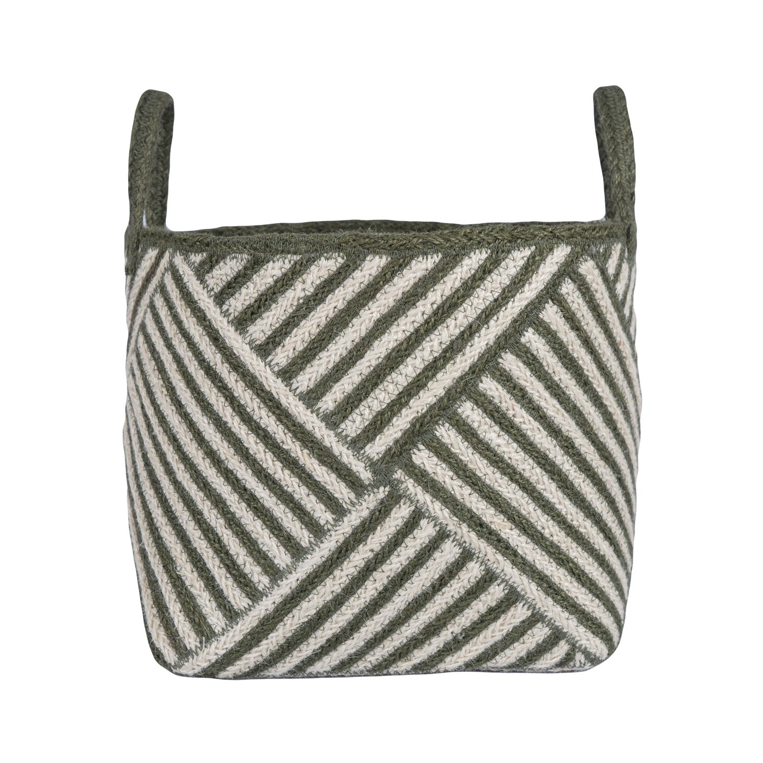 The Braided Rug Company Jute Basket Zebra Medium Olive