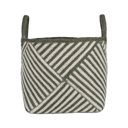 The Braided Rug Company Jute Basket Zebra Medium Olive