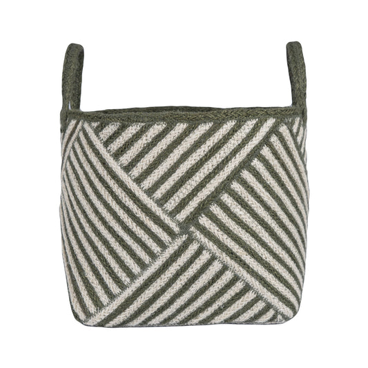 The Braided Rug Company Jute Basket Zebra Medium Olive