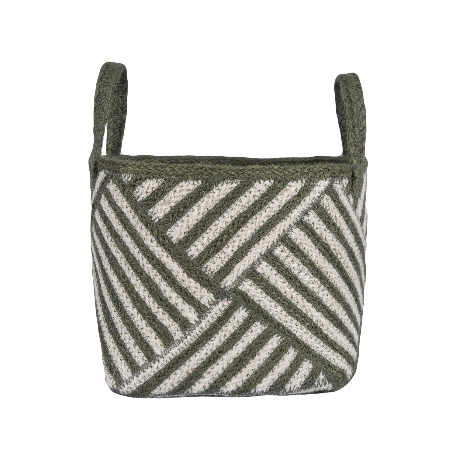 The Braided Rug Company Jute Basket Zebra Small Olive