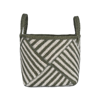 The Braided Rug Company Jute Basket Zebra Small Olive