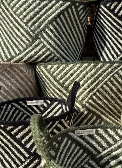 The Braided Rug Company Jute Basket Zebra Small Olive