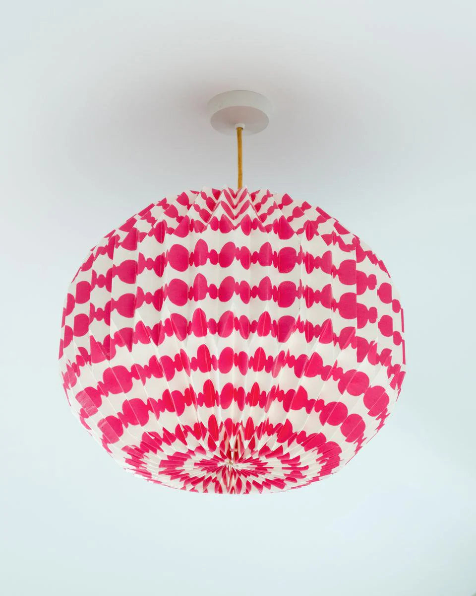 Origami Lampshade Globe Pink Beads