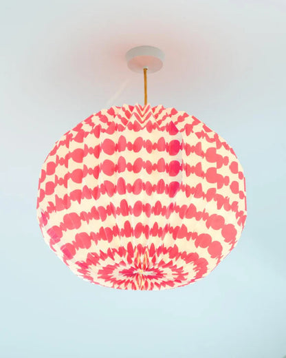 Origami Lampshade Globe Pink Beads