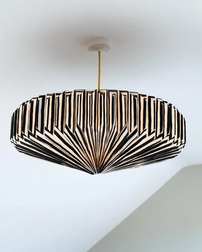 Origami Lampshade Saucer Black Hand Drawn Stripes
