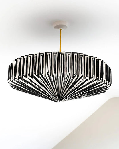 Origami Lampshade Saucer Black Hand Drawn Stripes