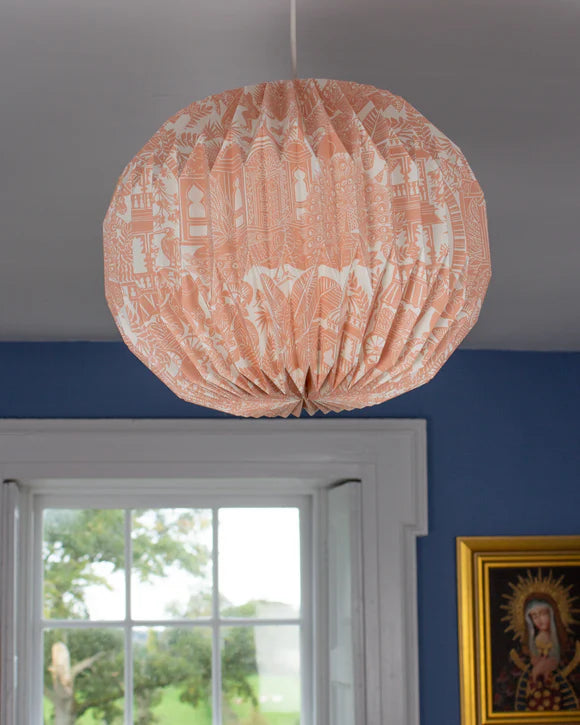 Origami Lampshade Globe Indian Toile Terracotta
