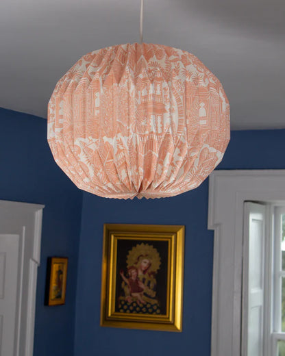 Origami Lampshade Globe Indian Toile Terracotta