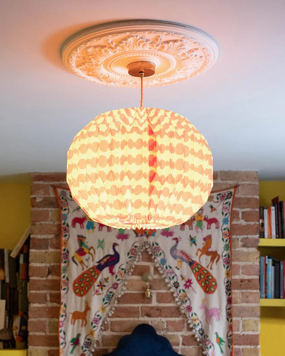 Origami Lampshade Globe Pink Beads