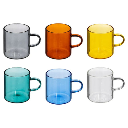 6 Coloured Glass Coffee Cups