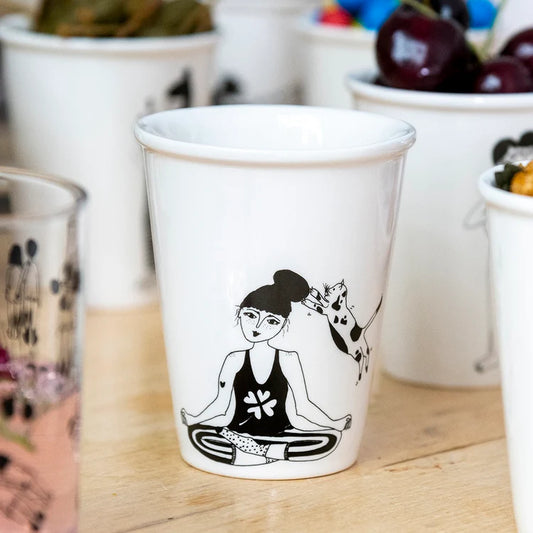 Helen B Porcelain Cup Zen With Cats | Helen B Ceramics