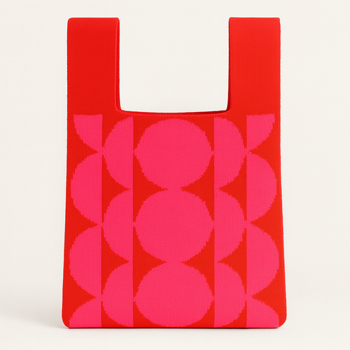 Recycled Knit Bag Berry Geometry (Medium)
