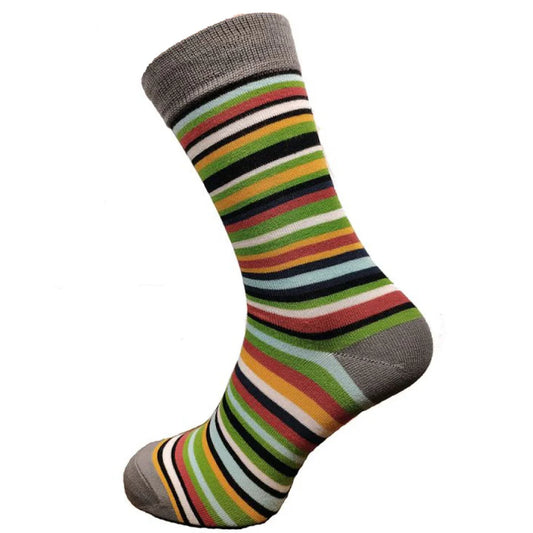 7-11 Bamboo Socks Multi Stripe Green