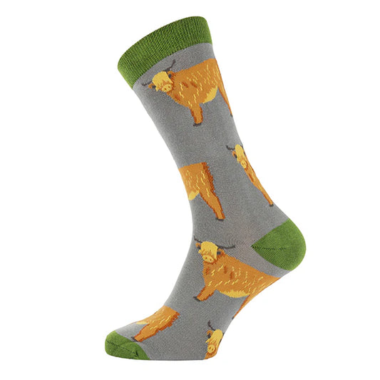 7-11 Bamboo Socks Highland Cow