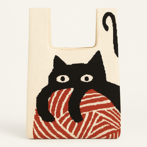 Recycled Knit Bag Black Cat (Small)