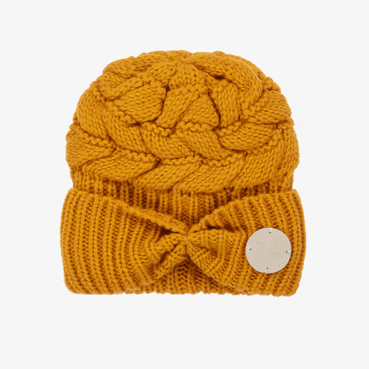 Mustard Bow Hat 6-12m