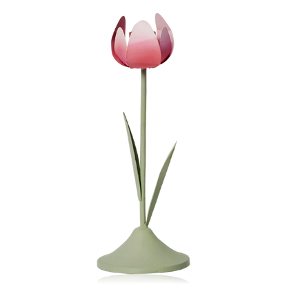Tulip Candle Holder Pink & Sage Green 8x22