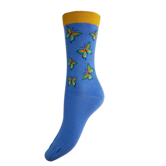 4-7 Bamboo Socks Butterfly (Blue)