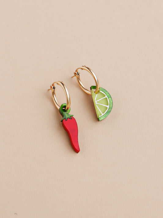 Wolf & Moon Chilli and Lime Hoop Earrings