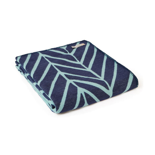Tweedmill Cotton Throw Blanket Stitch Nordic Navy/Spearmint