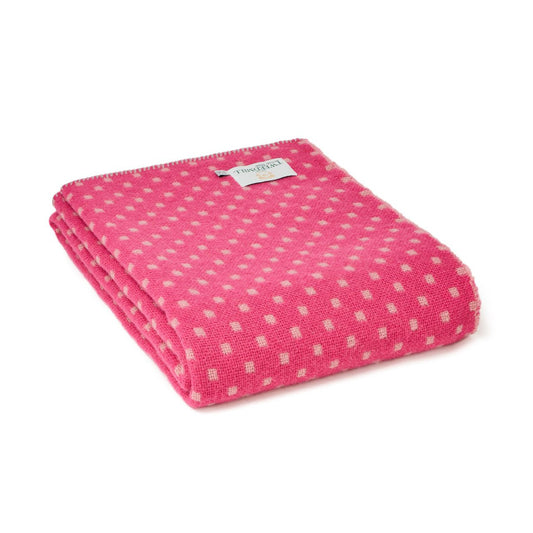 Tweedmill Wool Throw Pink Dots