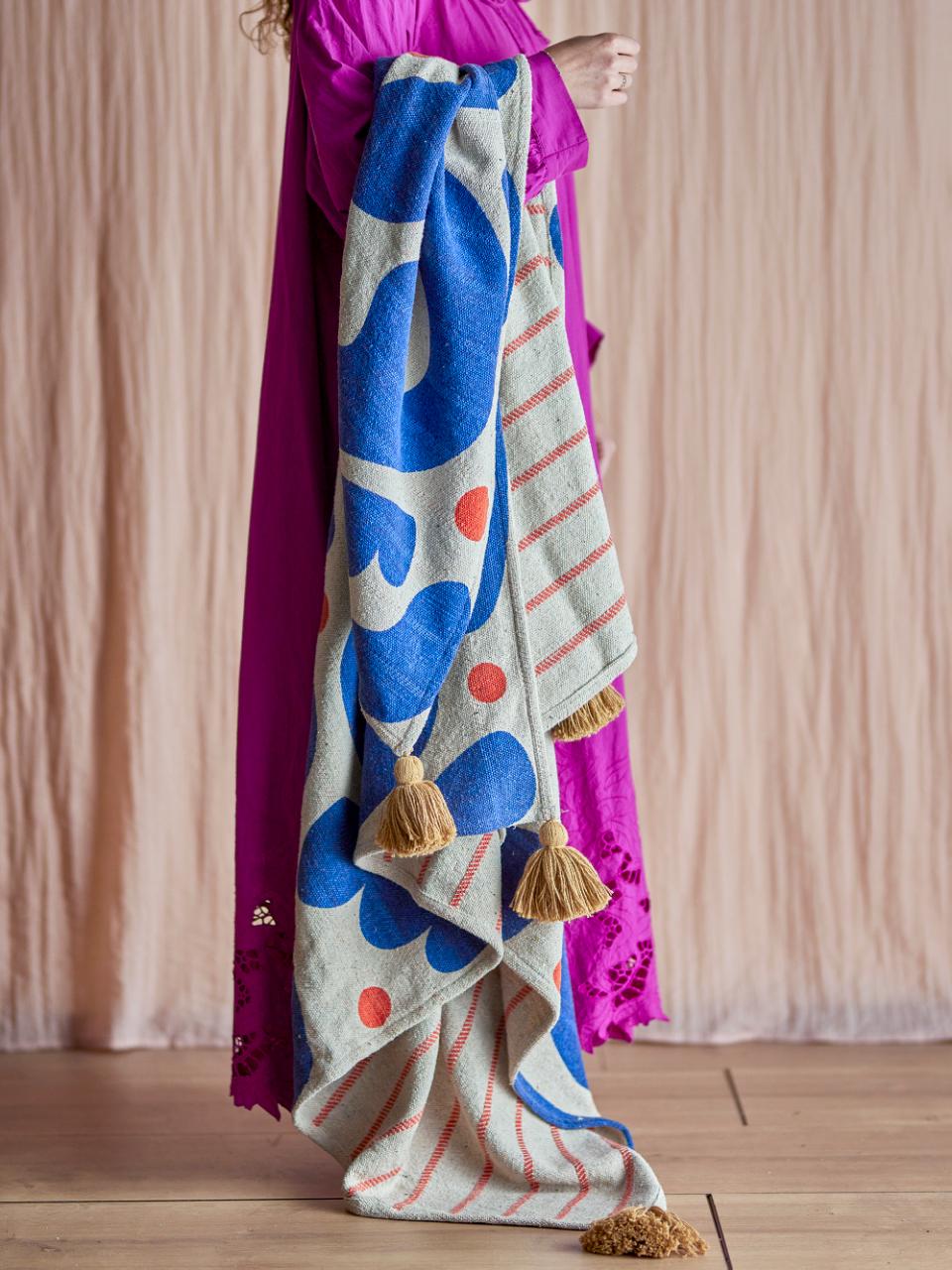 Bloomingville Eviaya Cotton Throw (Blue)
