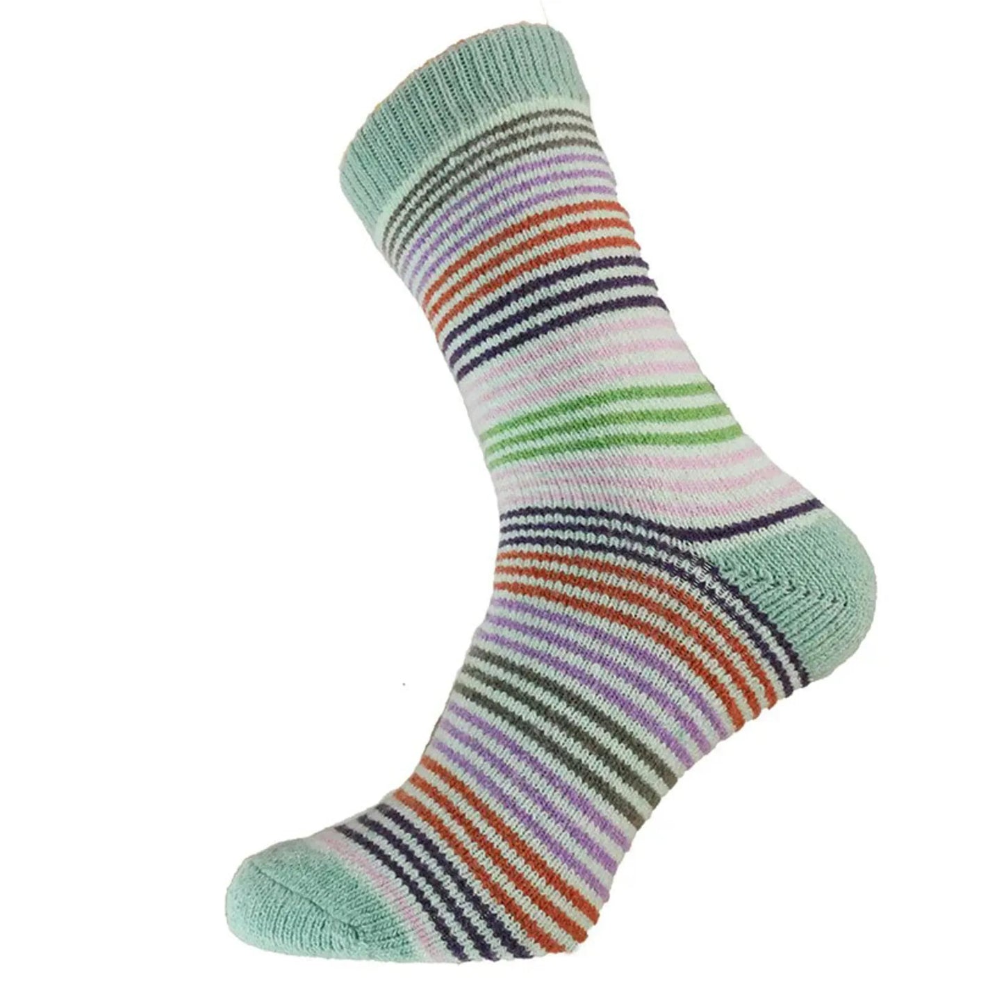 8-12 Wool Blend Socks (Stripes on Green)